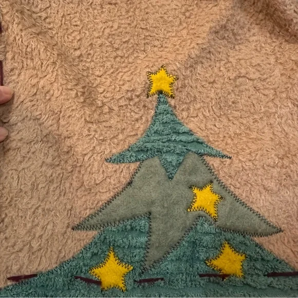 Vintage Snowman & Christmas Tree Sherpa Fleece Jacket Large/Extra Large - Picture 9 of 17